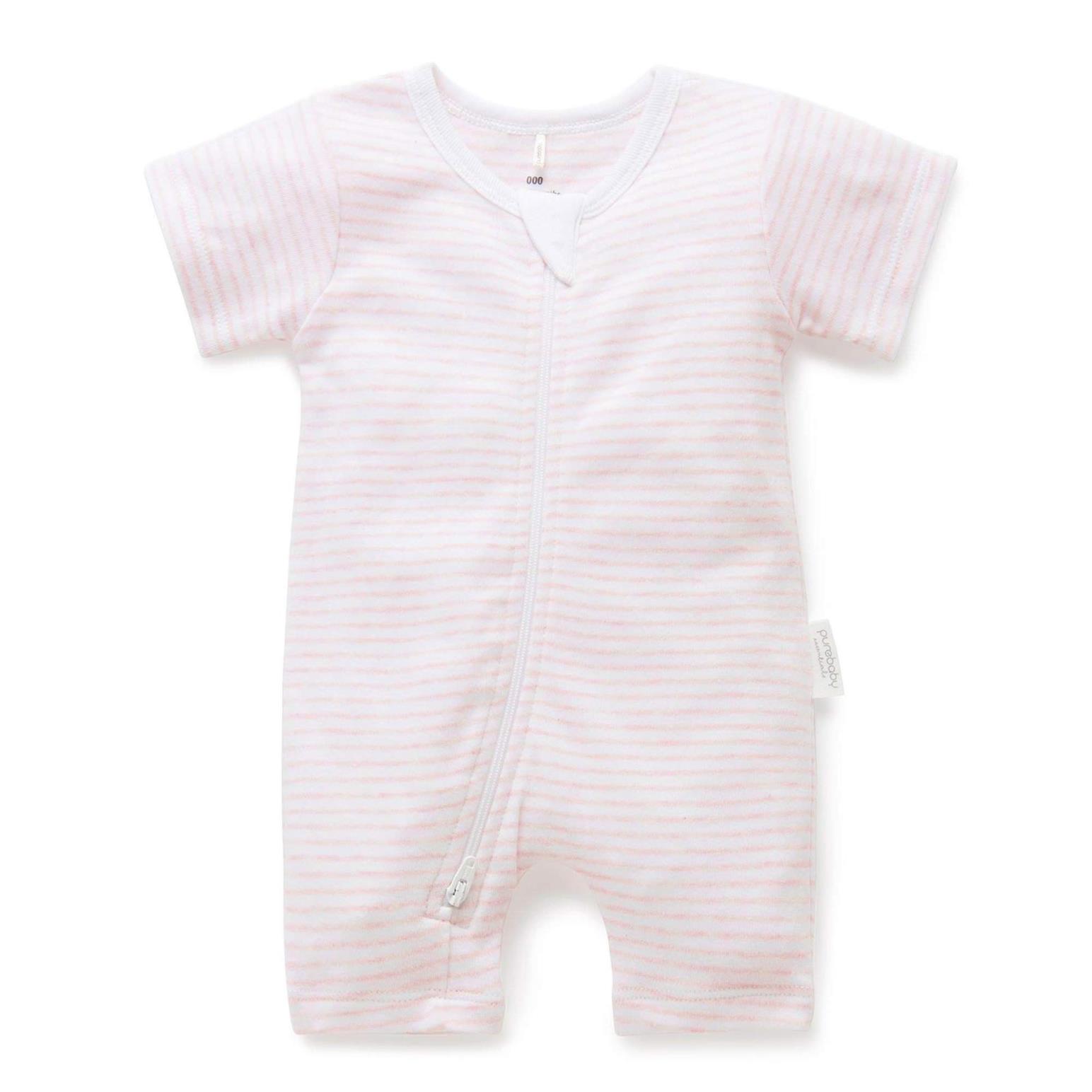 Purebaby S/S Short Leg Zip Growsuit